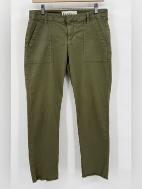 Frank & Eileen Blackrock Utility Pants Olive Green Italian Twill Cotton Size 8